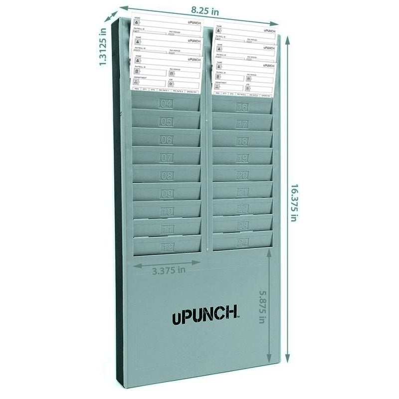 uPunch Time Card Rack, 24 Pockets, Gray - Image 3